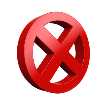 Vibrant glossy red 3d render of a universal stop or forbidden sign, symbolizing prohibition, restriction, error, or an explicit cancellation of action, presented with a modern metallic sheen&nbsp;