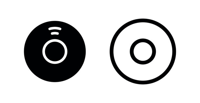 Smart speaker or smart home device icon with wifi signals, in solid and outline