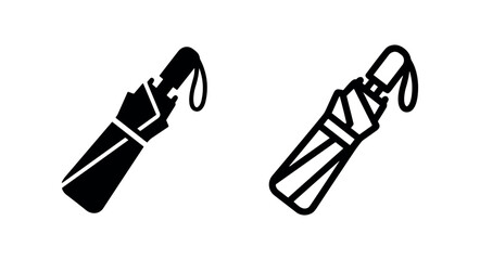 Black and white icons of a folded umbrella © liubomir118809
