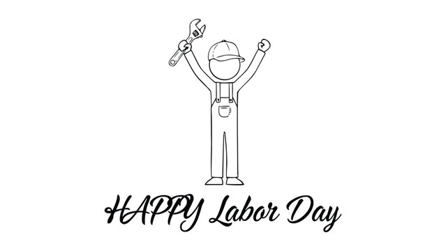 Happy labor day with construction worker hard hat