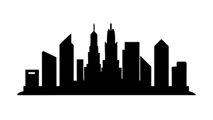 Obraz premium Modern city skyline silhouette with skyscrapers and urban buildings architecture metropolis silhouette landscape business construction cityscape corporate downtown panorama