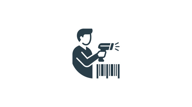 Man Scanning Barcode with Gun.