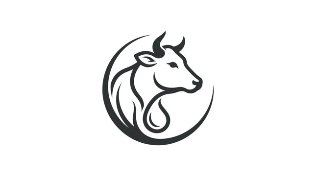 Bull head in circular line art.
