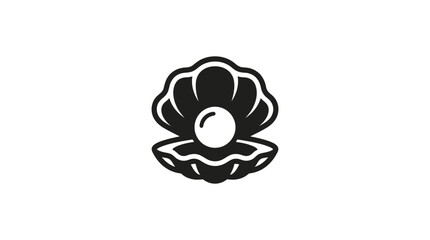 Black and white oyster shell icon. © almeera
