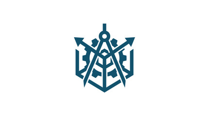 Blue nautical anchor symbol logo. © almeera