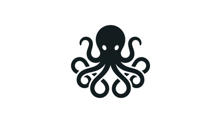Black octopus icon with tentacles. © almeera