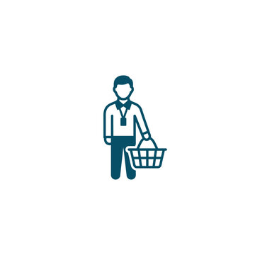 Man holding shopping basket standing.