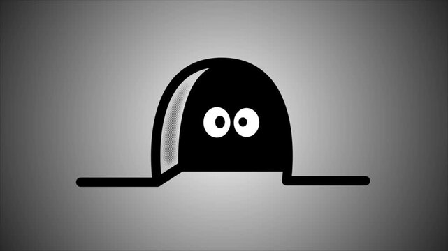 An animation of funny cartoon eyes appearing in the shadow of a mink and staring at you, blinking occasionally.
