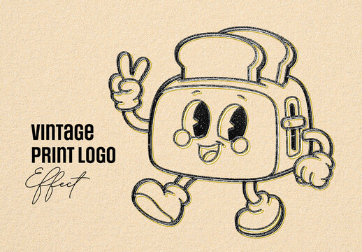 Vintage Print Logo Effect