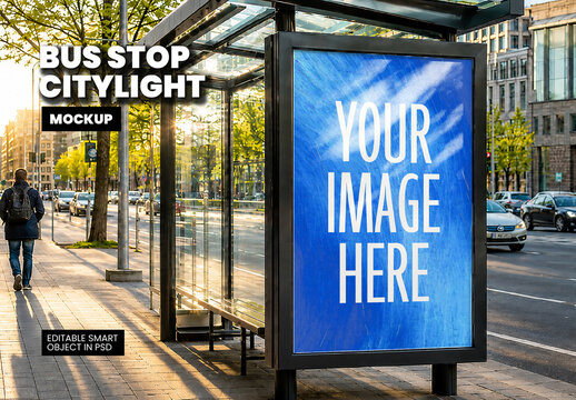 Bus Stop Citylight Mockup