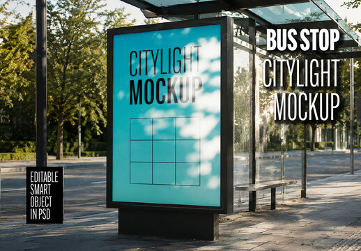 Bus Stop Citylight Mockup