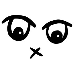 Fototapeta premium Funny eyes and face scribble doodle playful character