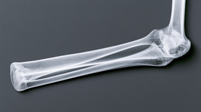X-ray of a human elbow, showing forearm bones and joint structure