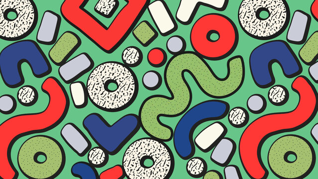 Green memphis pattern desktop wallpaper, abstract geometric background