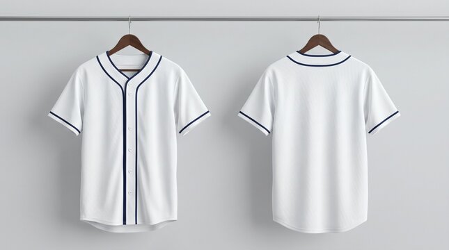 blank white baseball jersey mockup front and back view on hanger