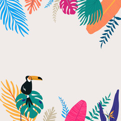 Colorful summer tropical bird border, beige design © Rawpixel.com