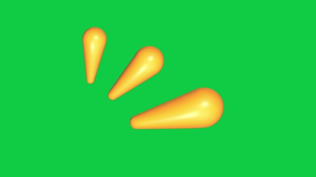 3D Orange Pop Sparks Effect. Animated three-dimensional orange comic pop style sparks graphic exploding on a solid green screen backdrop for creative transitions.