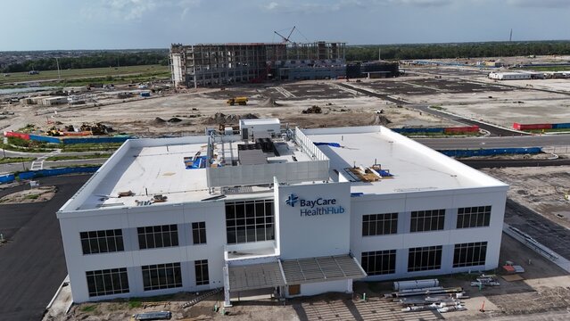 Baycare Hospital construction near Moccasin Wallow road, Palmetto, Florida, adjacent to Interstate 75
