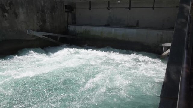 The river's water is dammed and its flow is controlled in the tourist town of Struga, Macedonia.