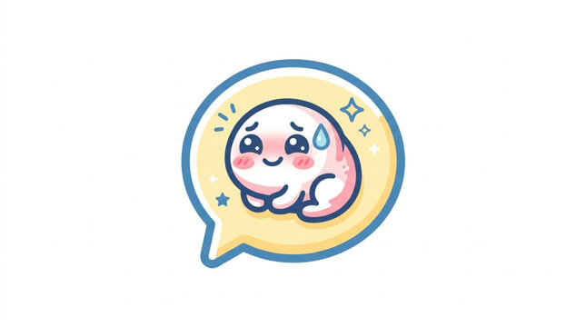 Cute Kawaii Blob Character Feeling Shy and Embarrassed.