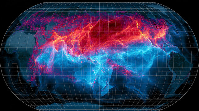 Global Temperature Anomaly Visualization: A world map projection displays a dynamic visualization of global temperature anomalies.