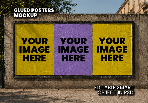Glued Posters Mockup