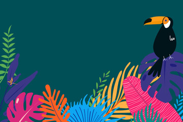 Colorful tropical toucan bird background, green design © Rawpixel.com
