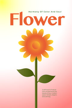 Minimalist Orange Flower Poster Illustration