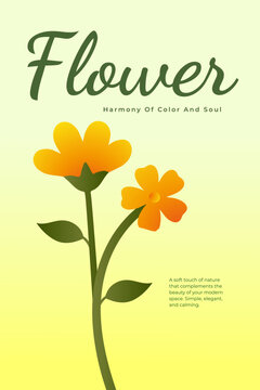 Elegant Yellow Flower Floral Poster for Nature Home Decor