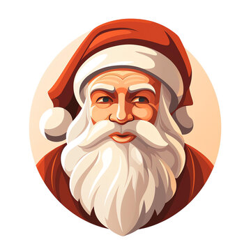 Santa Claus Portrait Round Icon for Christmas Holiday Season