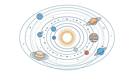 Solar System Planets Orbiting the Sun Illustration. © iwan