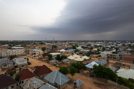 Aerial view of the residential area in Kebbi, Kebbi, Nigeria.