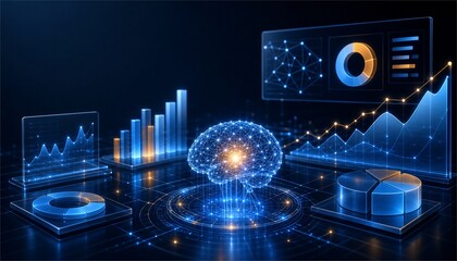 Fototapeta premium AI business intelligence concept with predictive analytics and data visualization