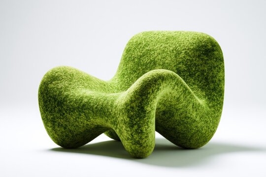 Organic green upholstered lounge chair with flowing, sculptural form