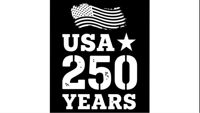 Vintage USA 250 Years Semiquincentennial Logo, Distressed American Flag Patriotic Graphic, United States 250th Anniversary SVG Vector Art isolated on White Background