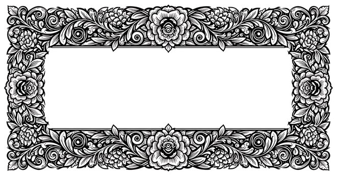 Intricate Floral Frame Border with Ornate Detailing