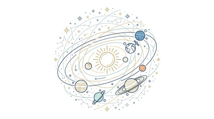 Solar System Planets Orbiting the Sun Artistic Representation. © Andini