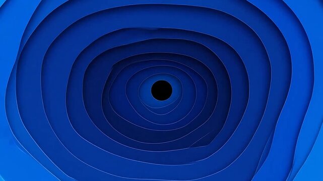 Abstract blue paper cut background with deep layered tunnel effect