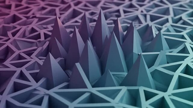 Abstract geometric pattern with blue and purple triangular mesh structures