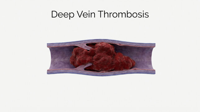 Deep Vein Thrombosis DVT Blood Clot in Blood Vessel 3D Illustration