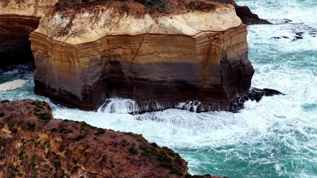 East facing Great Ocean Road Twelve apostles marine park in Australia &ndash; aerial seascape.