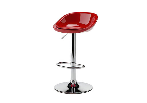 Red modern swivel bar stool chrome base adjustable height shiny.