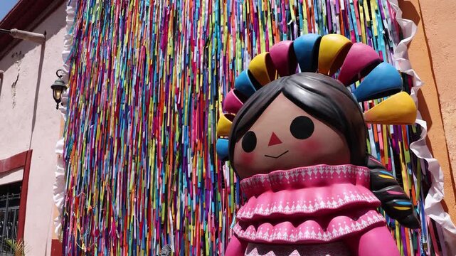 Queretaro Lele Doll With Colorful Ribbon Wall 