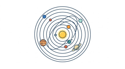 Solar System Model Showing Planets Orbiting Sun. © Yami