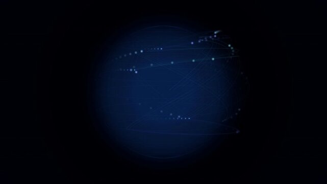 Cyber Globe Technology Animation - Digital Earth Network Visualization 4K Seamless Loop