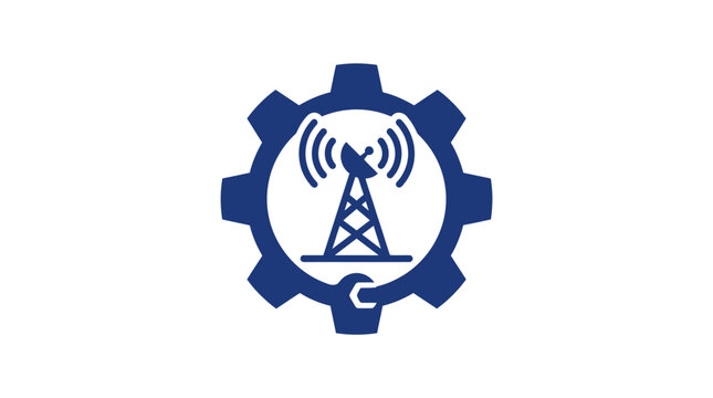 Cellular Tower Gear Icon Design.