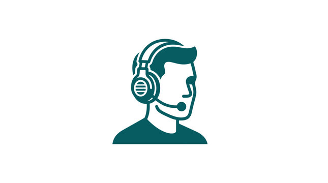 Man Wearing Headset with Microphone.