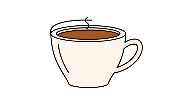 Minimalist Illustration of a Cup of Coffee with Steam, Perfect for Morning Rituals