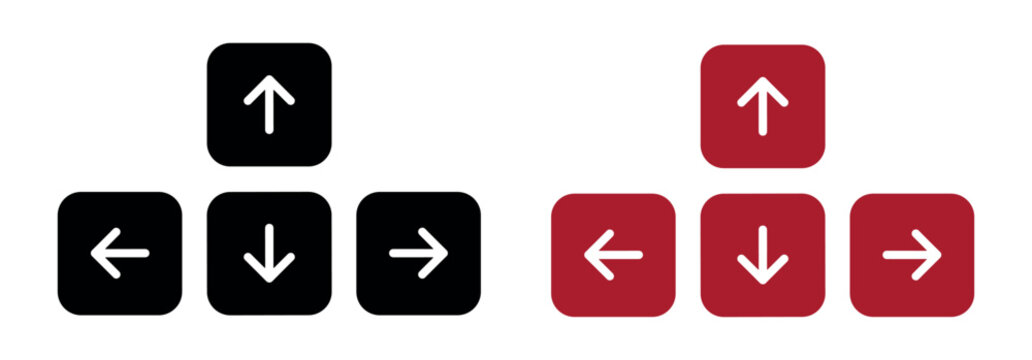 Black and red rounded square keyboard arrow key set