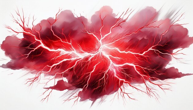 red lightning isolated on a white background vivid and jagged bolts with glowing edges dynamic and electrifying energy